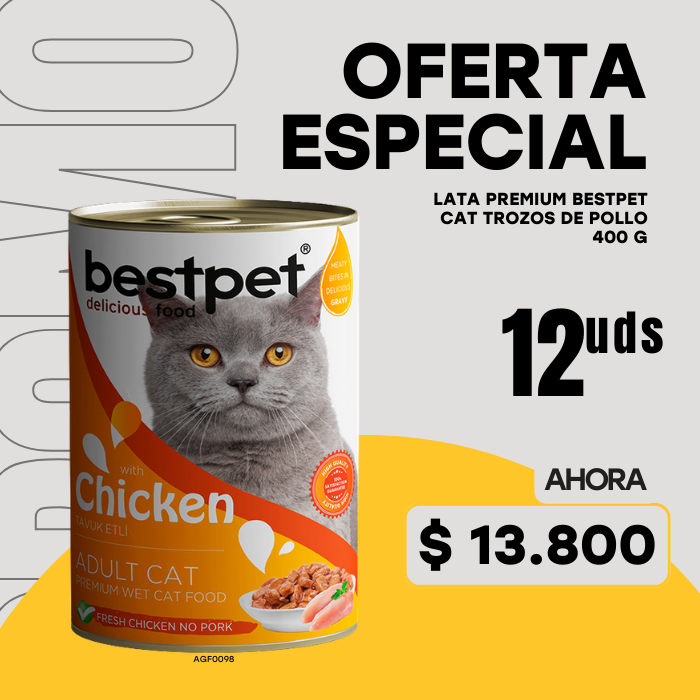 LATA PREMIUM BESTPET CAT TROZOS DE POLLO 400 G