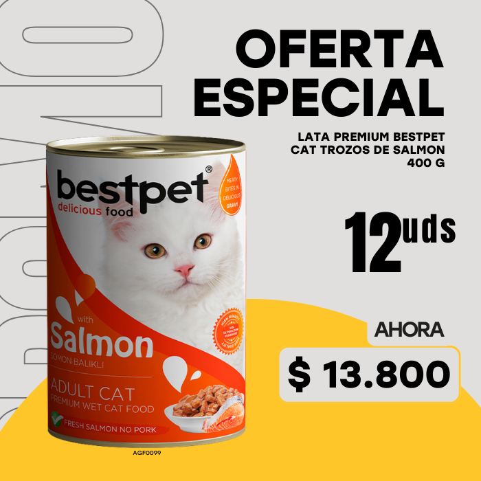 LATA PREMIUM BESTPET CAT TROZOS DE SALMON 400 G