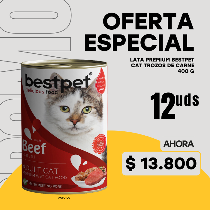 LATA PREMIUM BESTPET CAT TROZOS DE CARNE 400 G