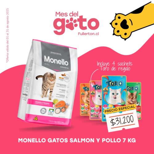 MONELLO GATOS SALMON Y POLLO 7 KG