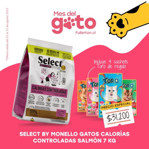 SELECT BY MONELLO GATOS CALORÍAS CONTROLADAS SALMON 7 KG