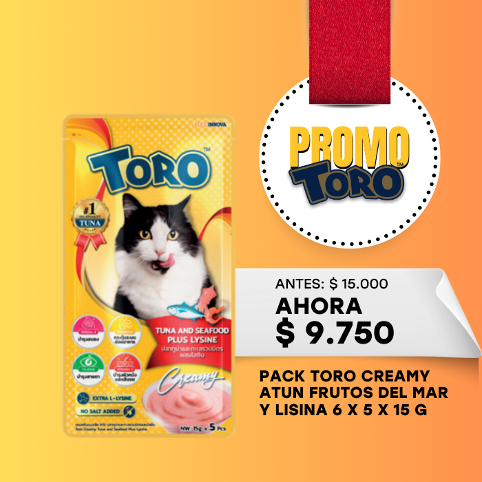 TORO CREAMY ATUN FRUTOS DEL MAR Y LISINA 5 X 15 G