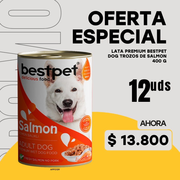 LATA PREMIUM BESTPET DOG TROZOS DE SALMON 400 G