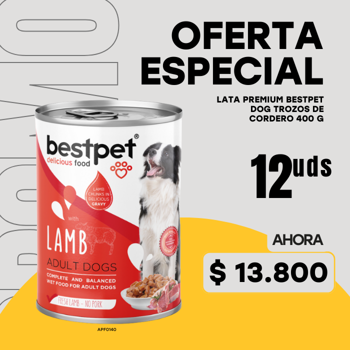 LATA PREMIUM BESTPET DOG TROZOS DE CORDERO 400 G