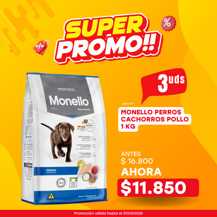 MONELLO PERROS CACHORROS POLLO 1 KG