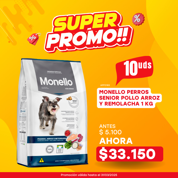 MONELLO PERROS SENIOR POLLO ARROZ Y REMOLACHA 1 KG
