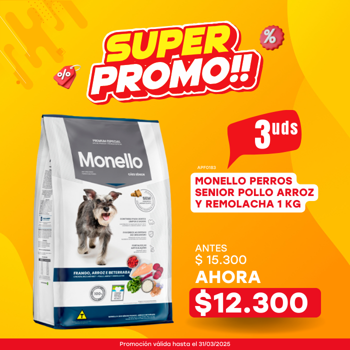 MONELLO PERROS SENIOR POLLO ARROZ Y REMOLACHA 1 KG